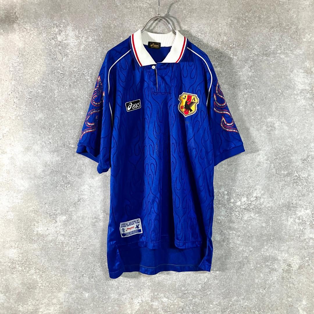 asics　1998 日本代表 ユニフォーム　フランスW杯 サッカー　炎 襟付き