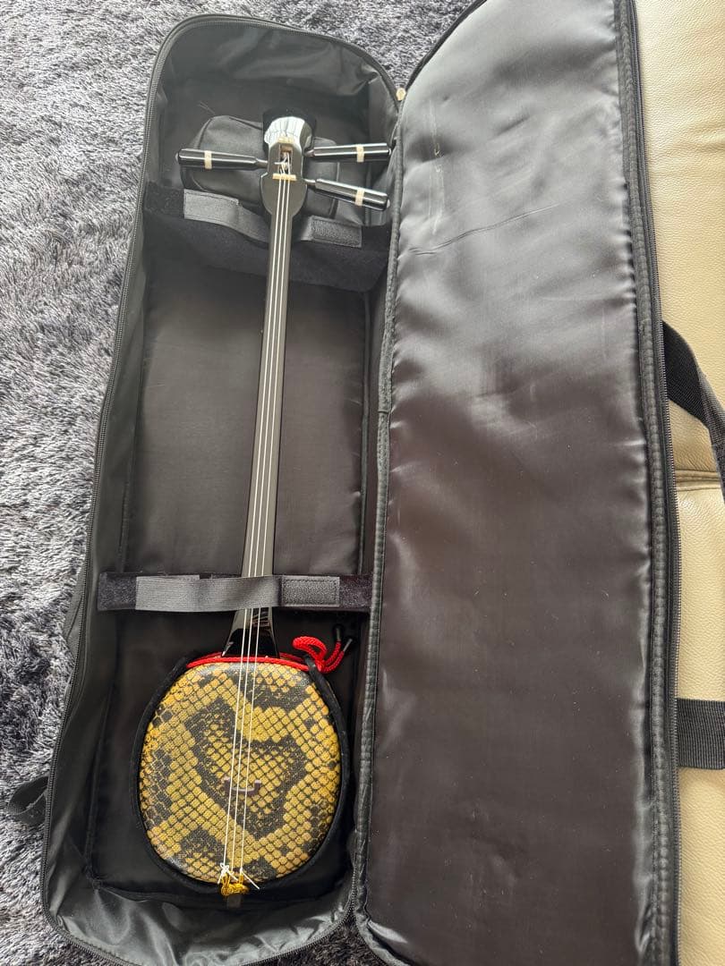 三線 蛇皮ボディ ケース付き