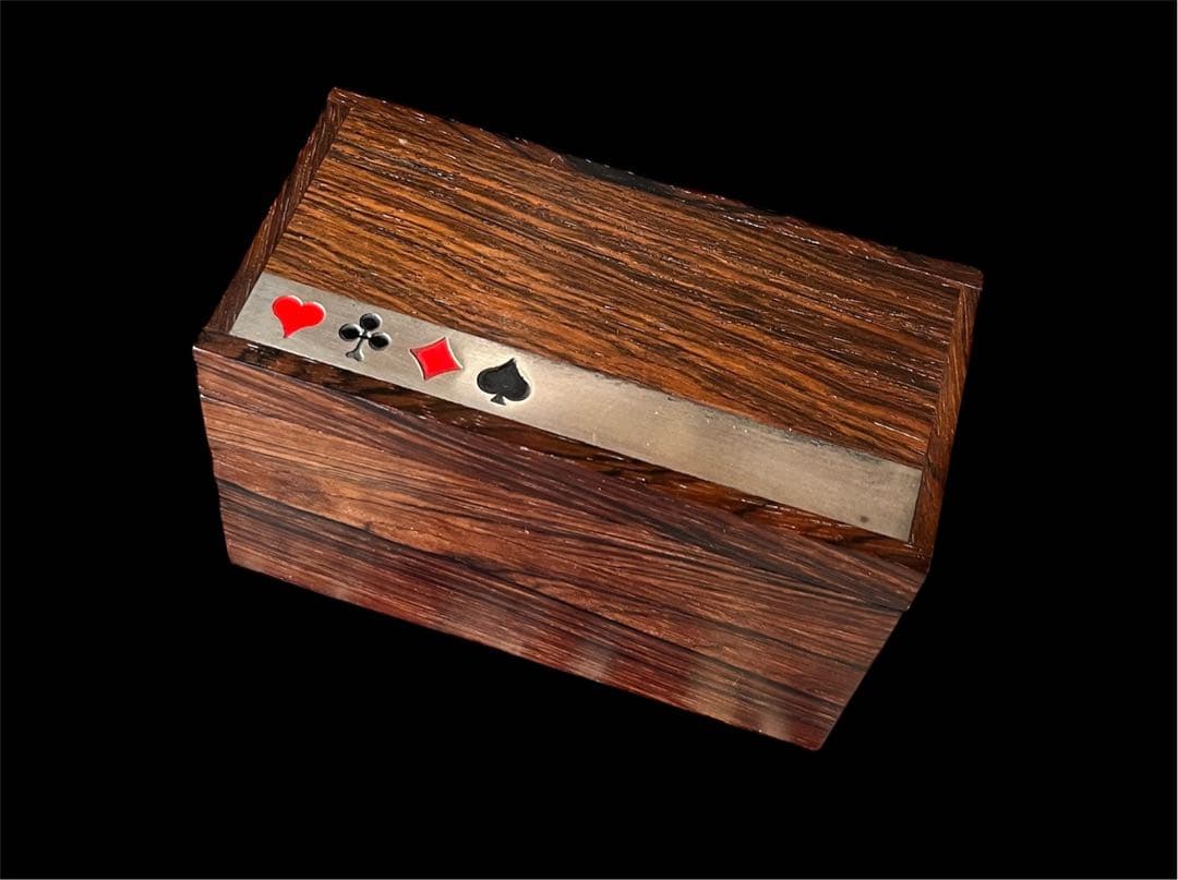 ヴィンテージ、デンマーク製/ブラジリアンローズウッドトランプケース/銀彫刻
