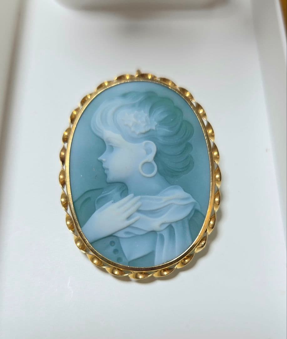 18金カメオブローチ兼ペンダントトップ(メノー)