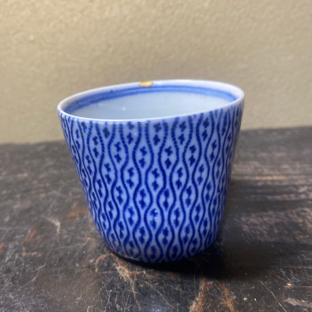 青と白の波模様 お猪口6cm5.5cm