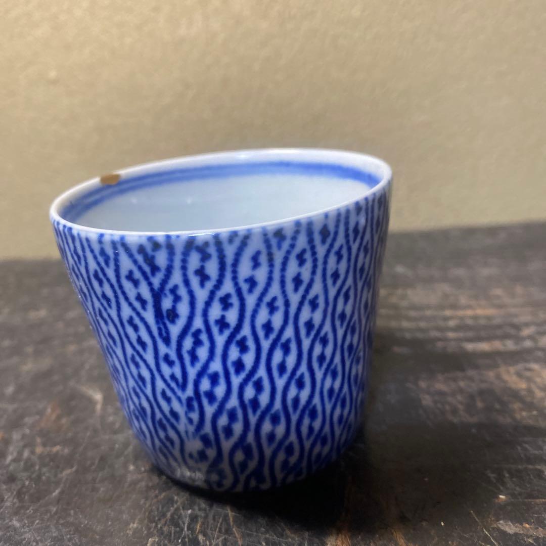 青と白の波模様 お猪口6cm5.5cm