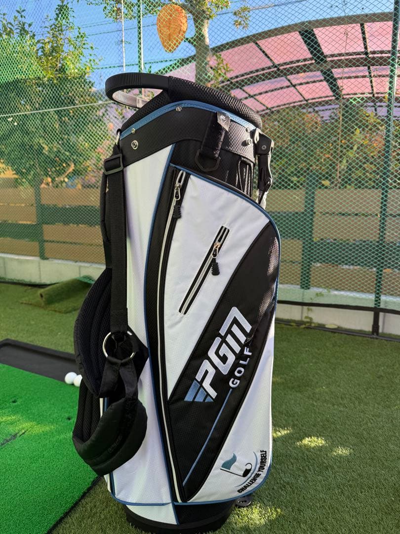 新品 PGM GOLF キャディバッグ 白 黒 青 ゴルフバッグ 14分割