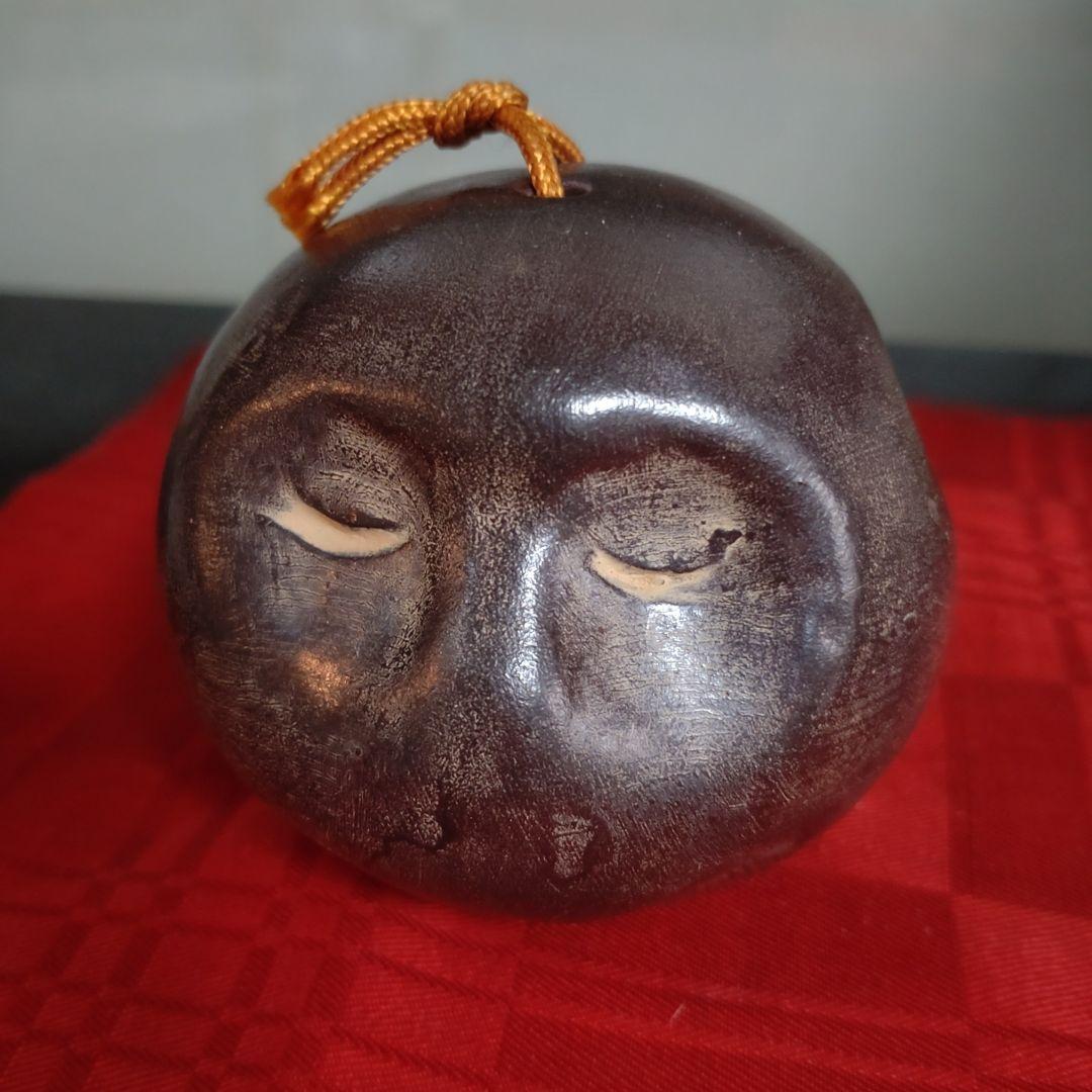 昭和の陶器製猿の三面土鈴　見ざる　言わざる　聞かざる