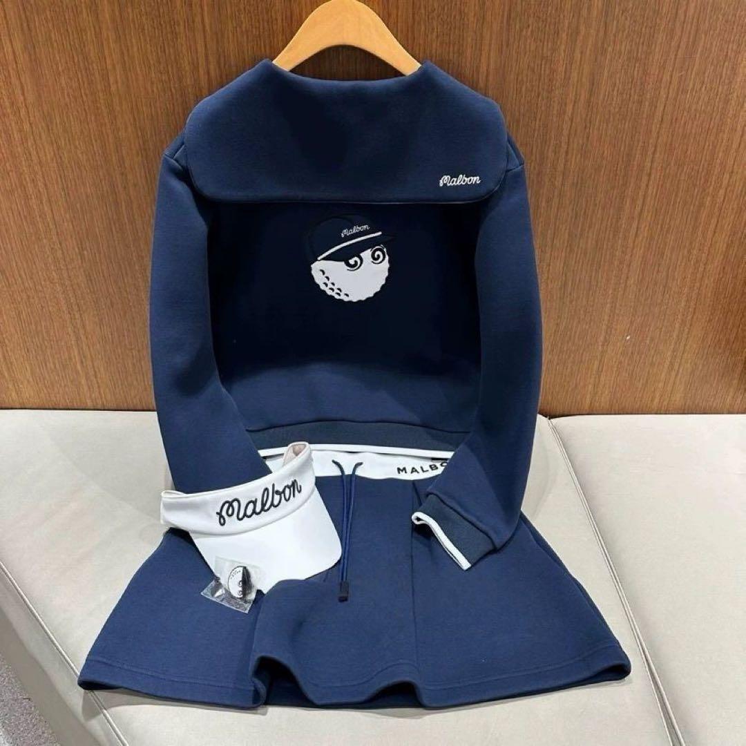 Malbon ゴルフ ハーフジップスウェット ネイビー