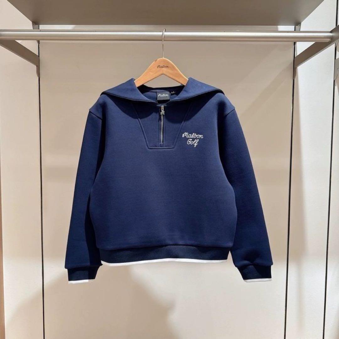 Malbon ゴルフ ハーフジップスウェット ネイビー