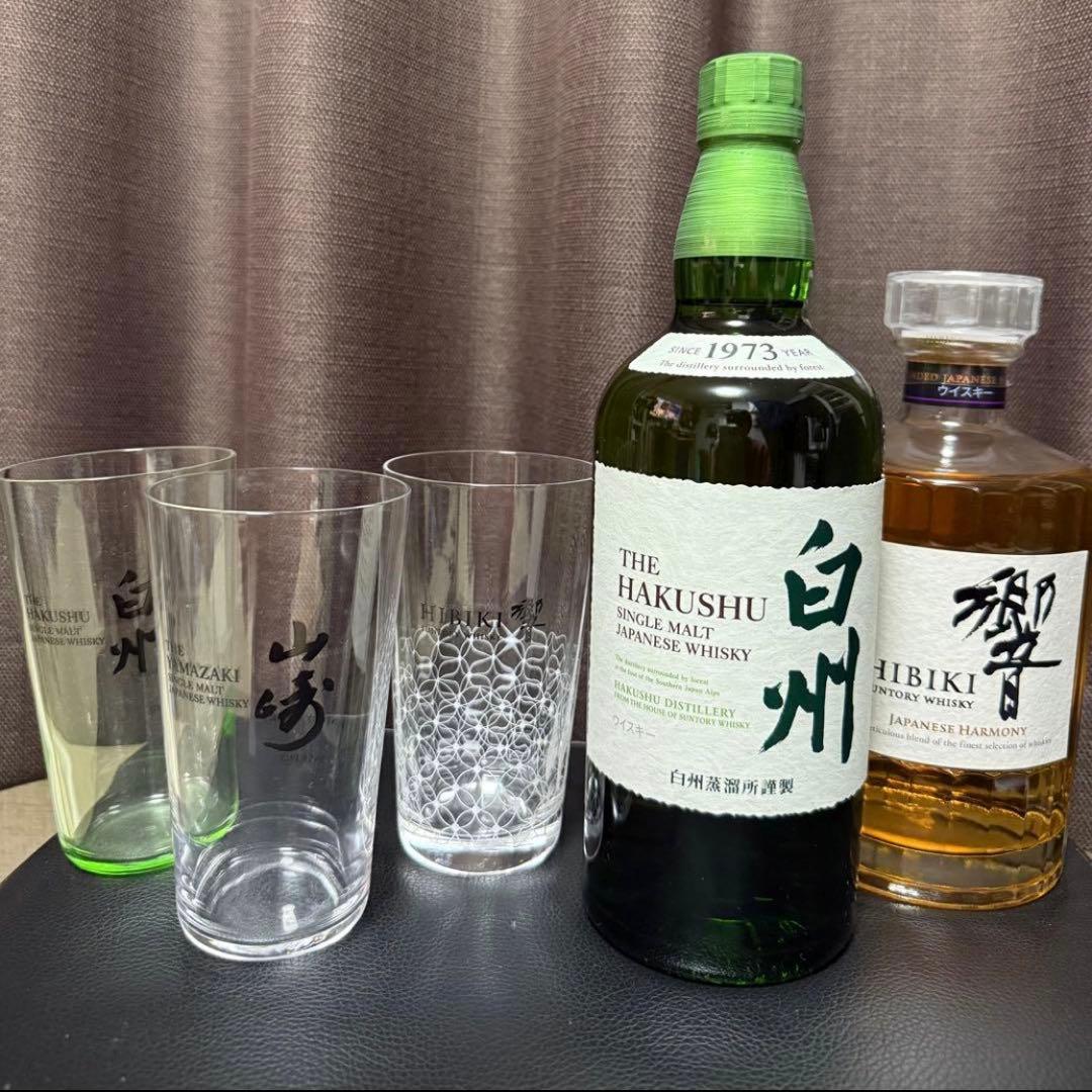 た*ん様 サントリー 響 白州　未開栓 山崎・白州・響 薄造りグラス　セット