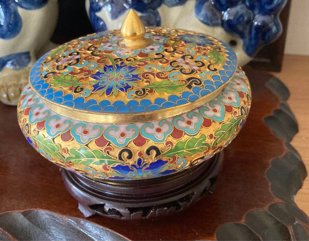 七宝焼　香合　唐草　小物入れ　トレー