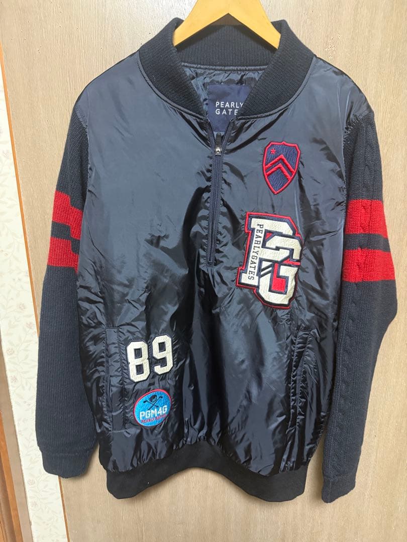 美品 パーリーゲイツ スニード プルオーバージャケット 袖ニット ネイビー 6