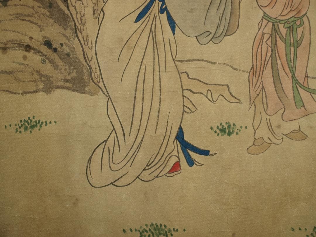 人物図 中国　五代 肉筆保證 唐物唐本　掛け軸　捲り BD323A12-1