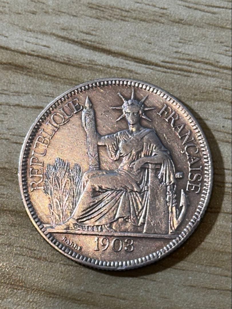 1900,1901,1902,1903,1904年 フランス領インドシナ銀貨5枚