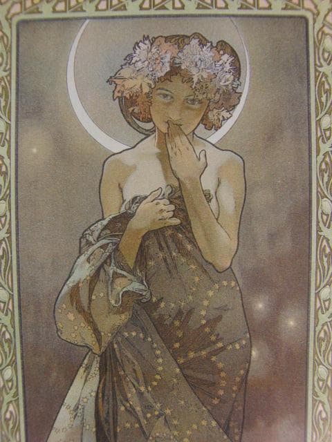 アルフォンス・ミュシャ、月、連作〈四つの星〉より、希少な画集より