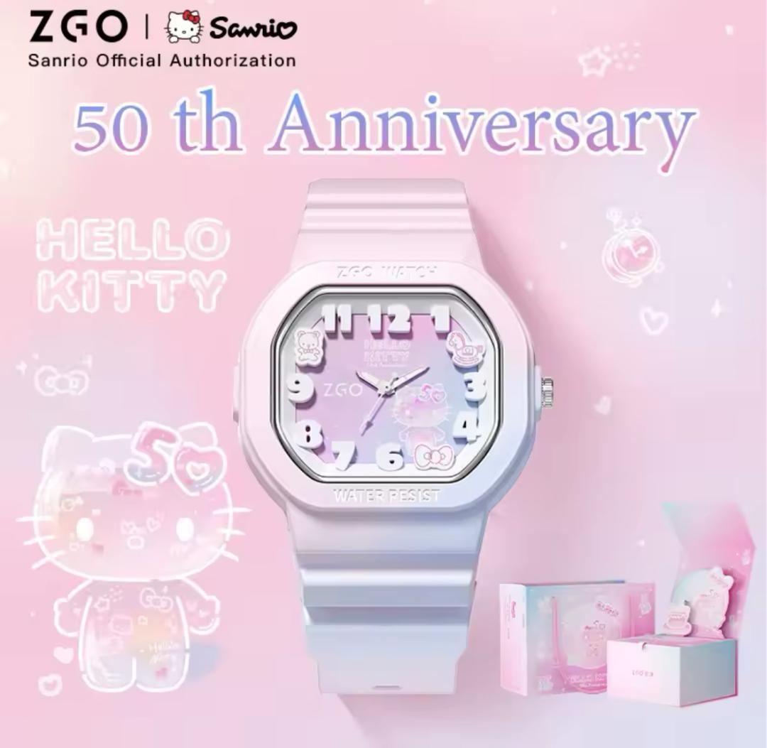 ハローキティ50周年 グラデーションホワイト サンリオ 腕時計 限定 海外 コラ
