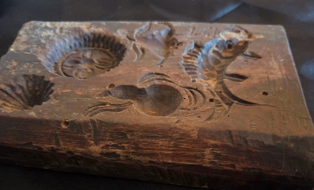 中国骨董品　　手彫り　 月餅　クッキー　木製型　木版