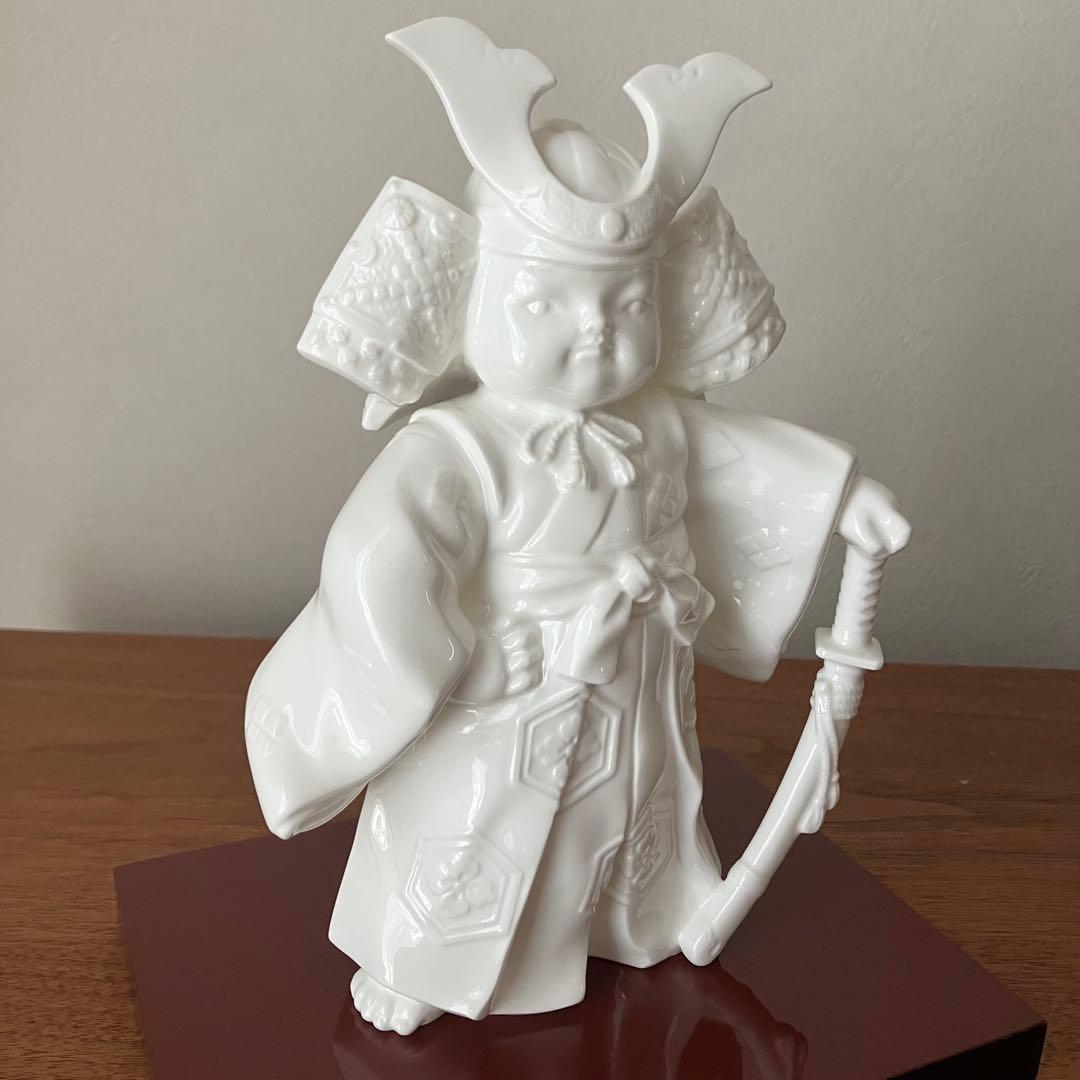 【美品】ノリタケ 武者人形 五月人形 白磁 兜 陶器 置物 箱付き