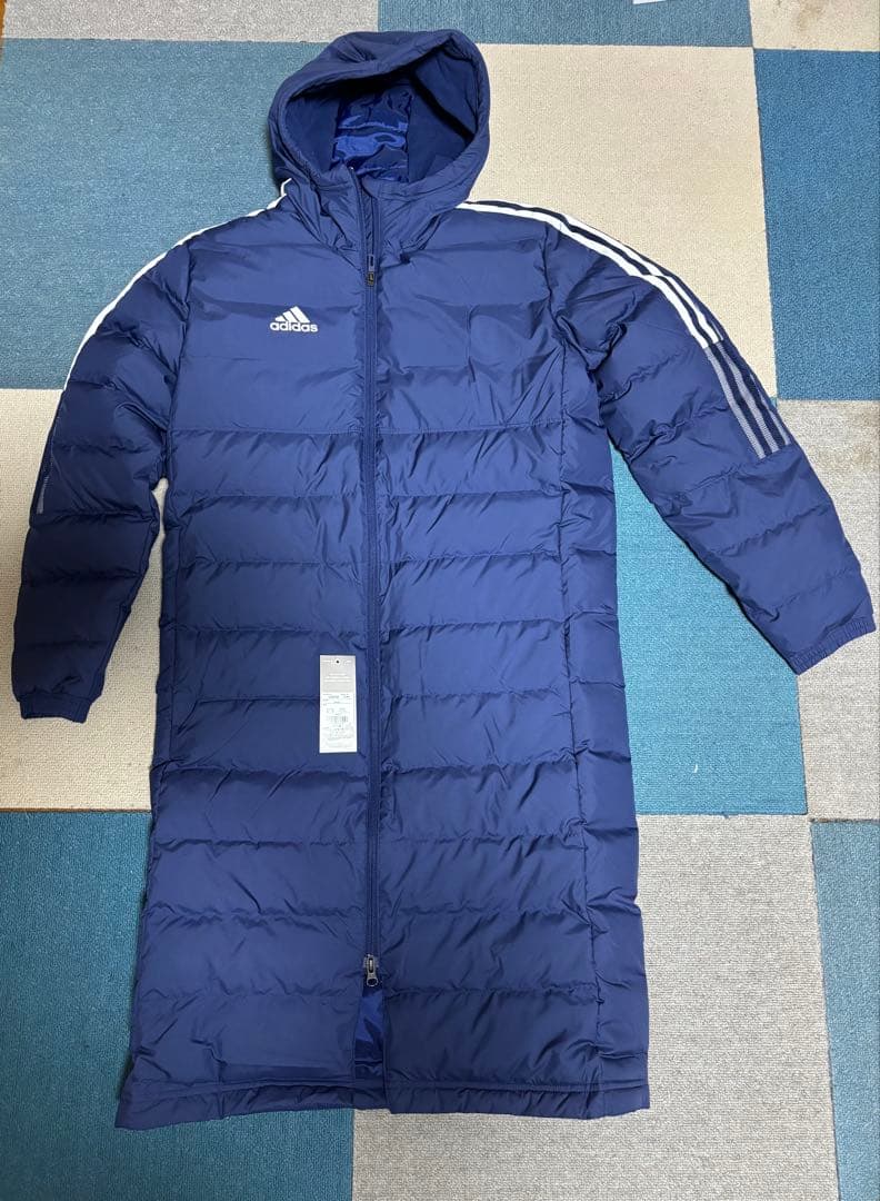adidas フード付き ベンチコート ネイビー