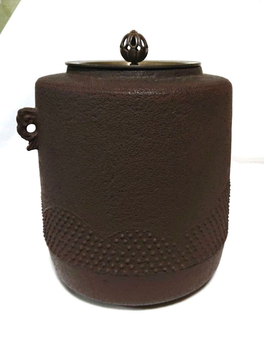 茶道具鉄製 茶釜 凹凸模様 木箱付き