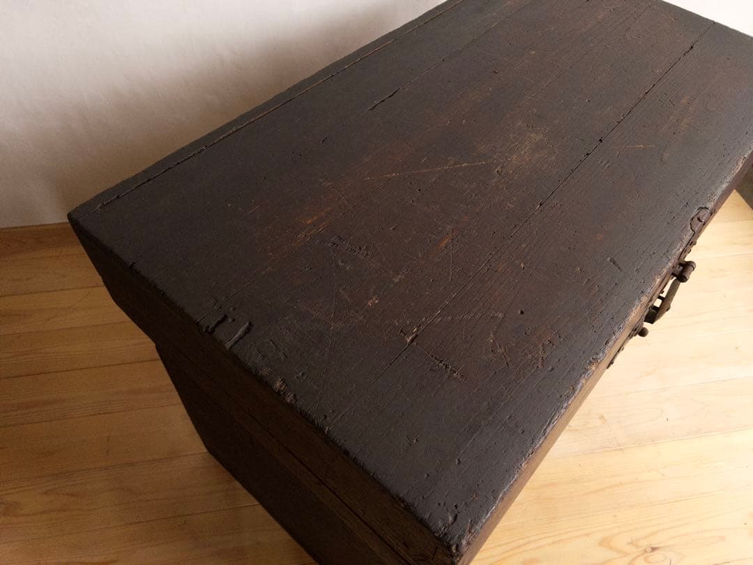 大型　無垢　木箱　M066 高さ約73㎝　店舗什器　ディスプレイ台　古道具