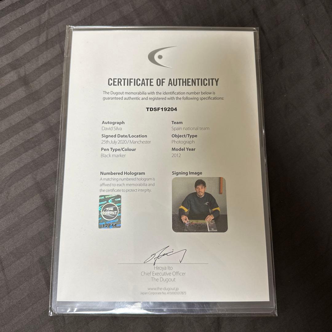 ダビドシルバ　直筆サインアート　スペイン代表　ザ・ダグアウト　証明書付き　新品