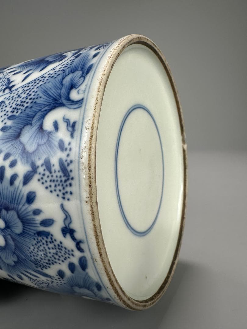 中国美術　煎茶道具　茶器　青花花卉文茶壺　染付茶入　時代　古物　唐物