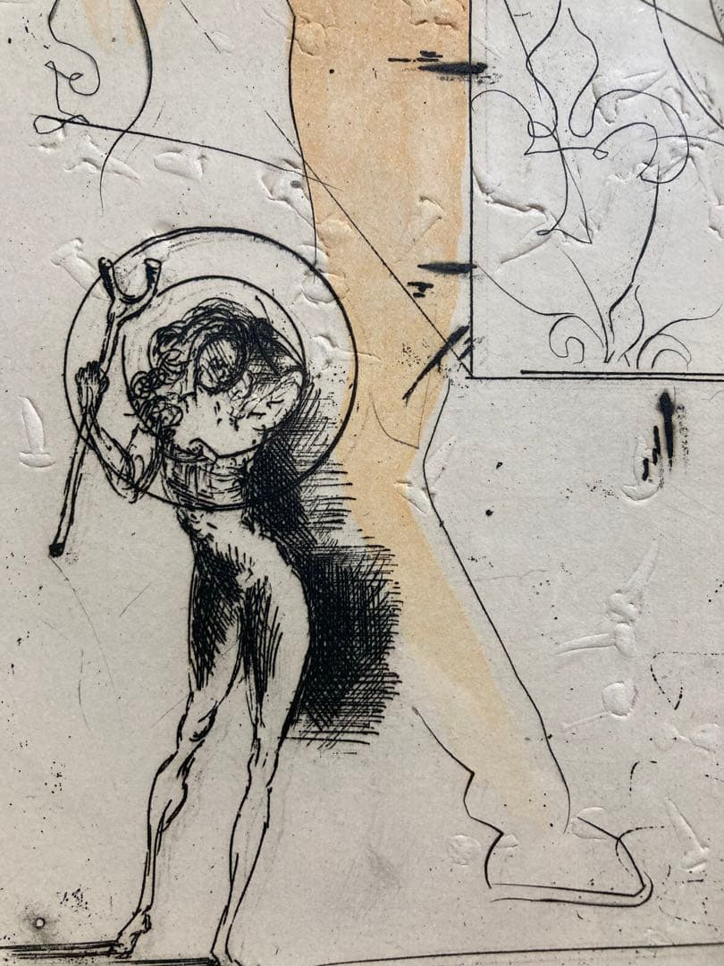 【真作】サルバドール・ダリ エッチングに手彩色 直筆サイン 額装 絵画 版画