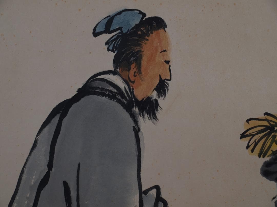 民間古美術 　王震作　掛軸 肉筆保證 掛け軸　捲り DE540A6-1