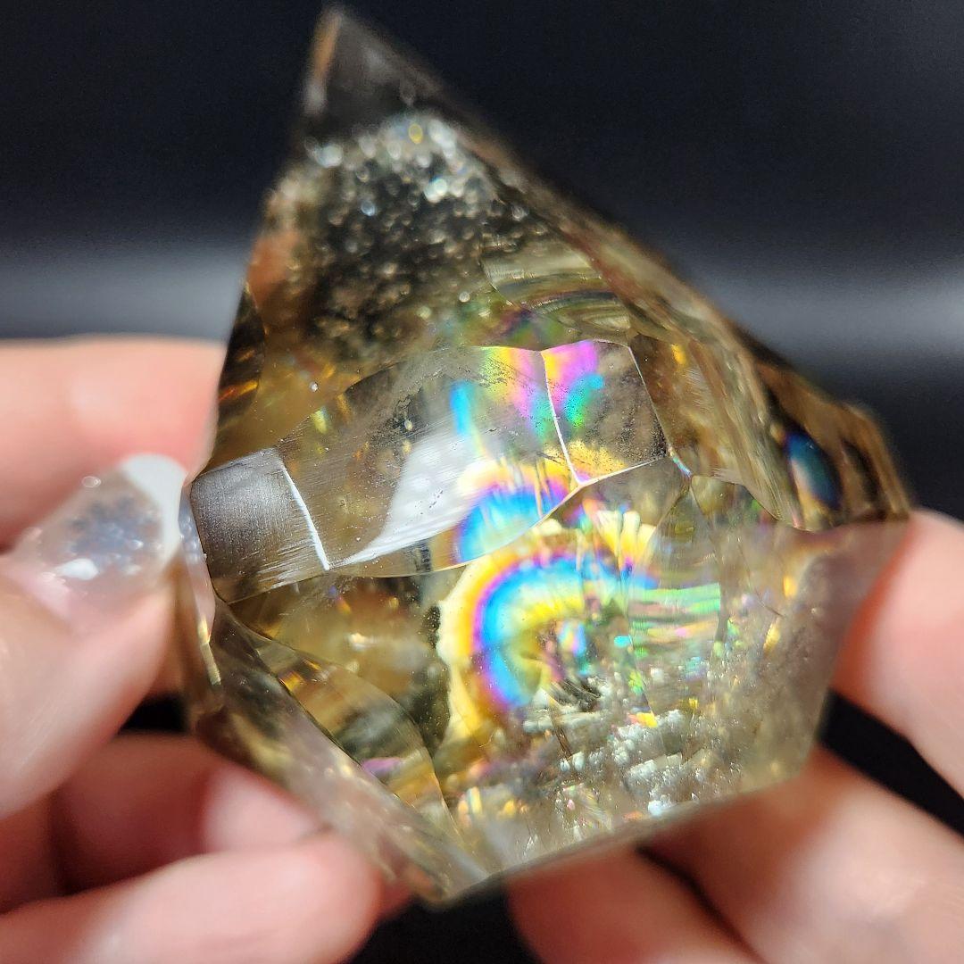 レア！【新品】天然ゼウスクオーツ ダイヤモンド置物 ★スモーキーシトリン★手彫り