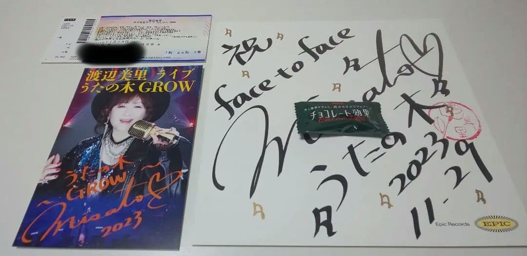 【直筆】渡辺美里 2023ライブ 直筆サイン色紙 グッズポストカード