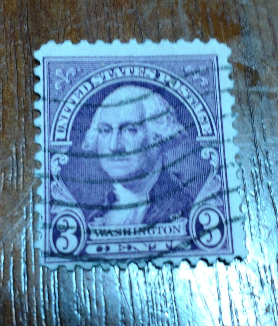 アメリカジョージ・ワシントン3セント使用済切手パープル／バイオレット