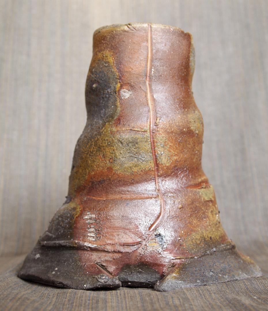 入手困難★ジェフ・シャピロ【師：伊勢崎淳】焼き締め【窯変】花入★共箱