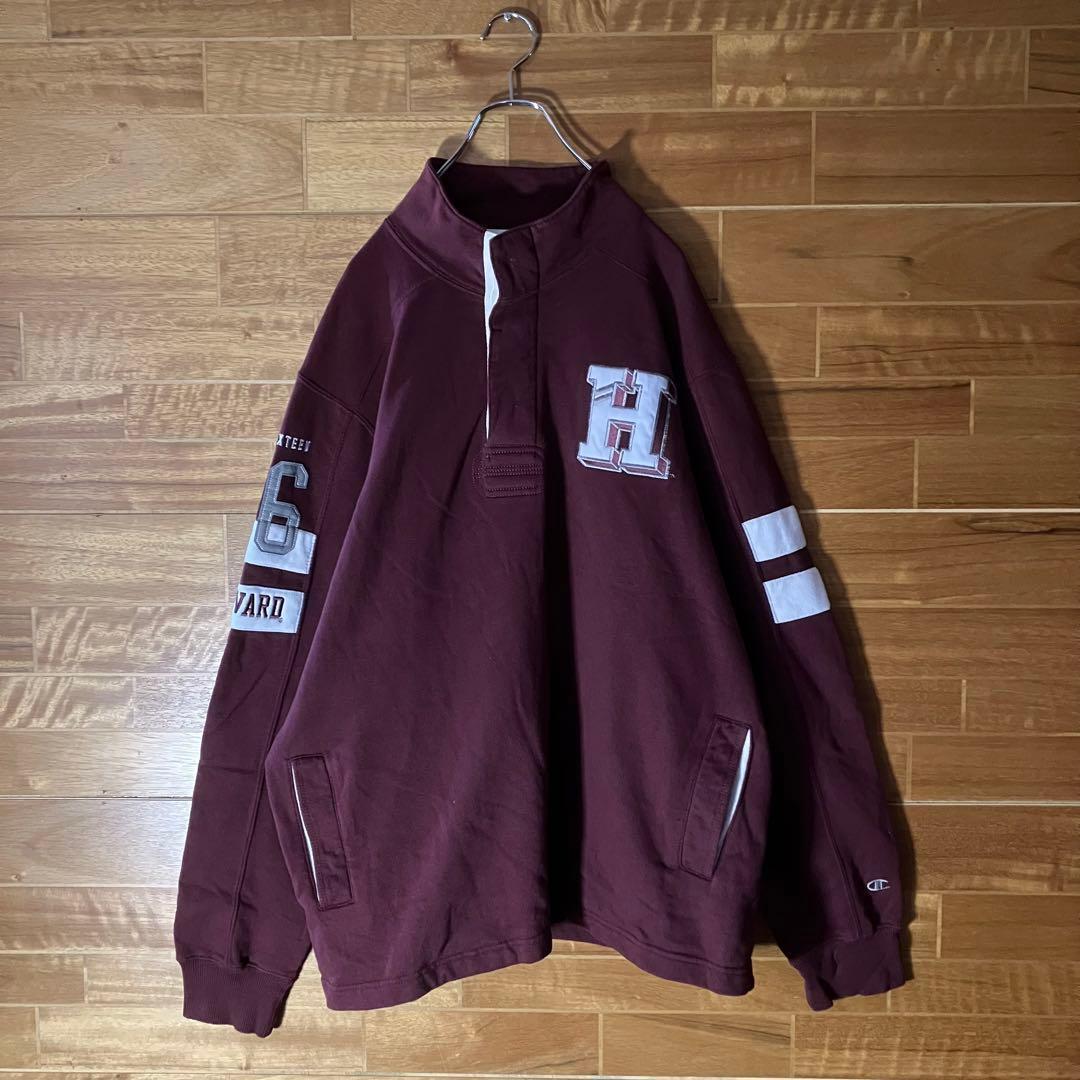 HARVARD CRIMSON ラガーシャツ　チャンピオン　赤　白　36 XL