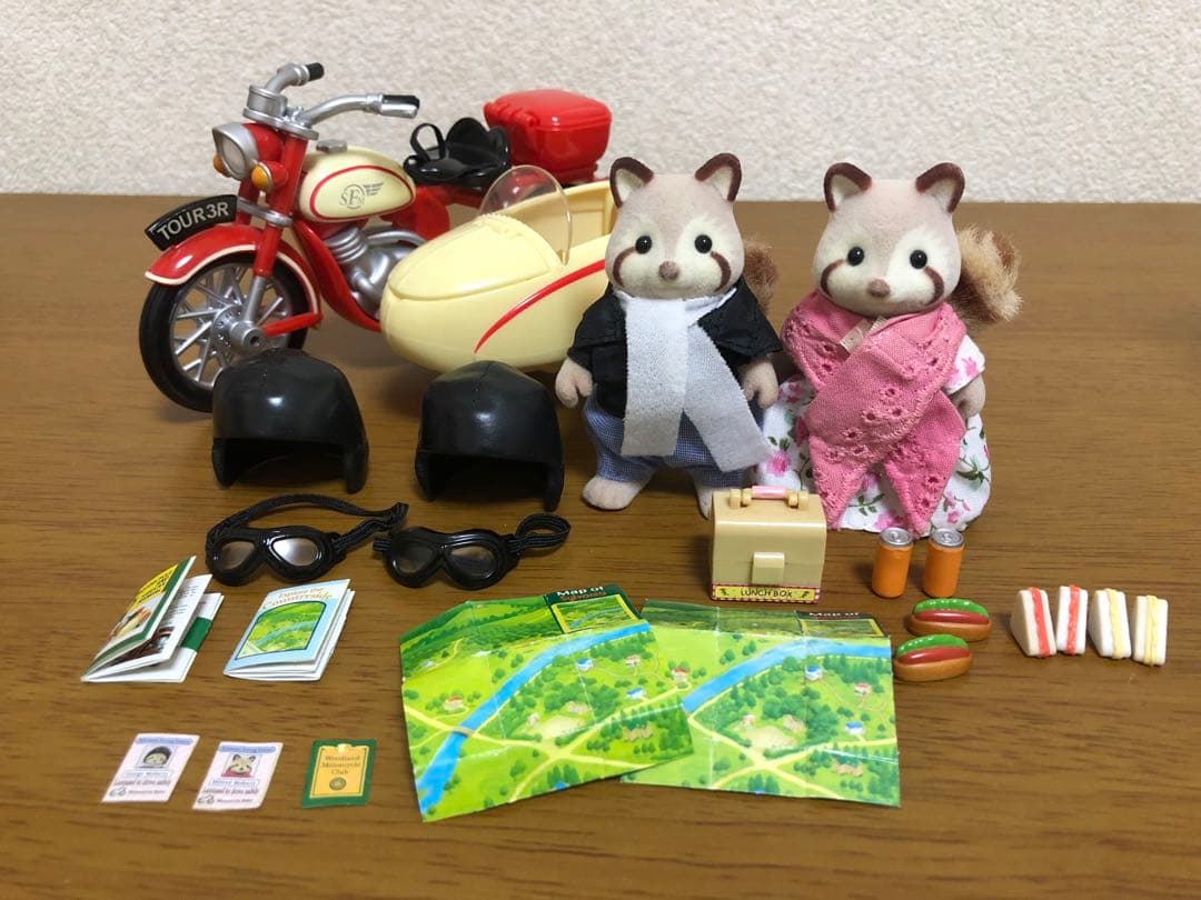 シルバニアファミリーアライグマ 海外版 モーターサイクル&サイドカー