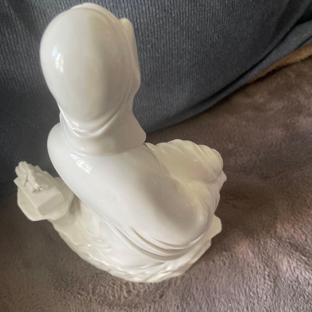 徳化窯白磁 細工彫り『白磁観音様』 仏教美術 高さ26cm ★時代物