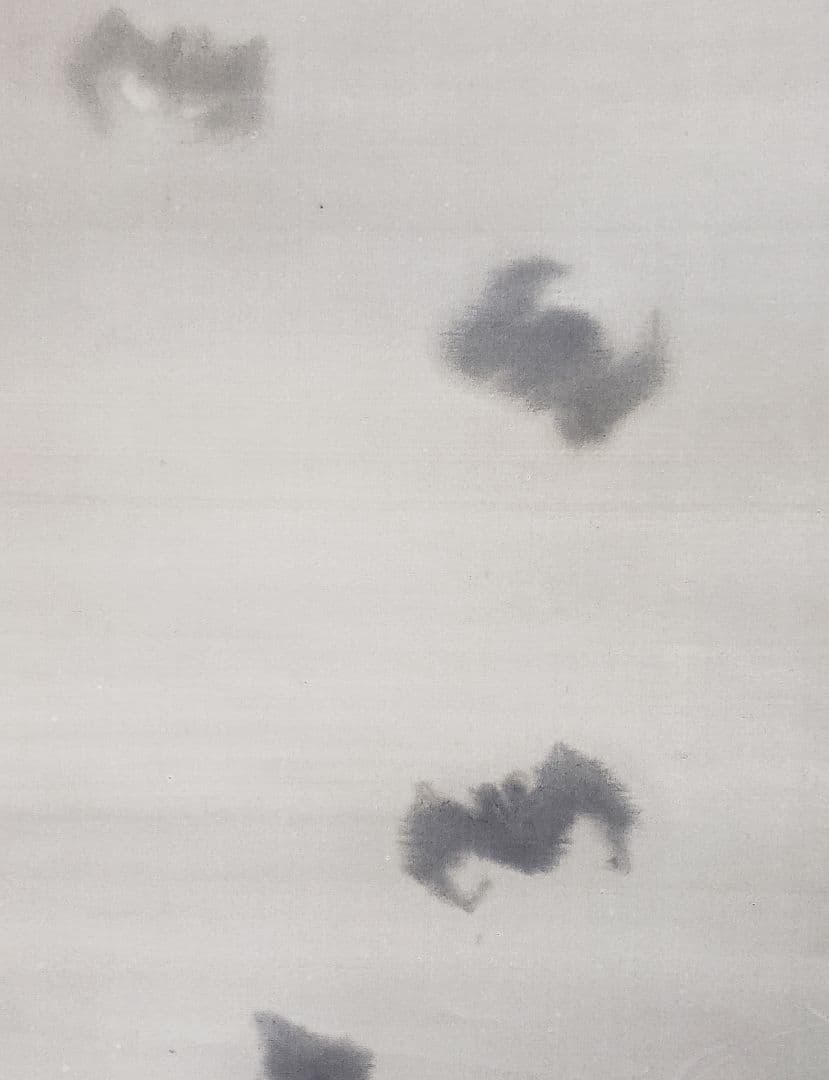 【月下に蝙蝠図】峻堂 2567 コウモリ　掛け軸　肉筆