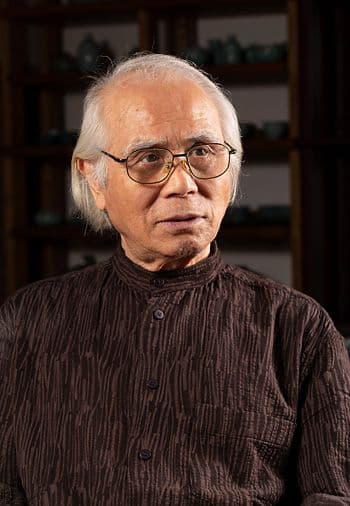 【青瓷名工】灰被伊賀水指　鈴木三成　橘窯　本人作　破れ袋