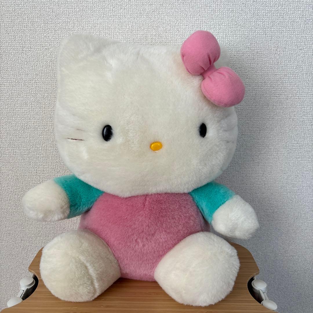 レトロ　ハローキティ　ぬいぐるみ　40センチ　ピンク　水色