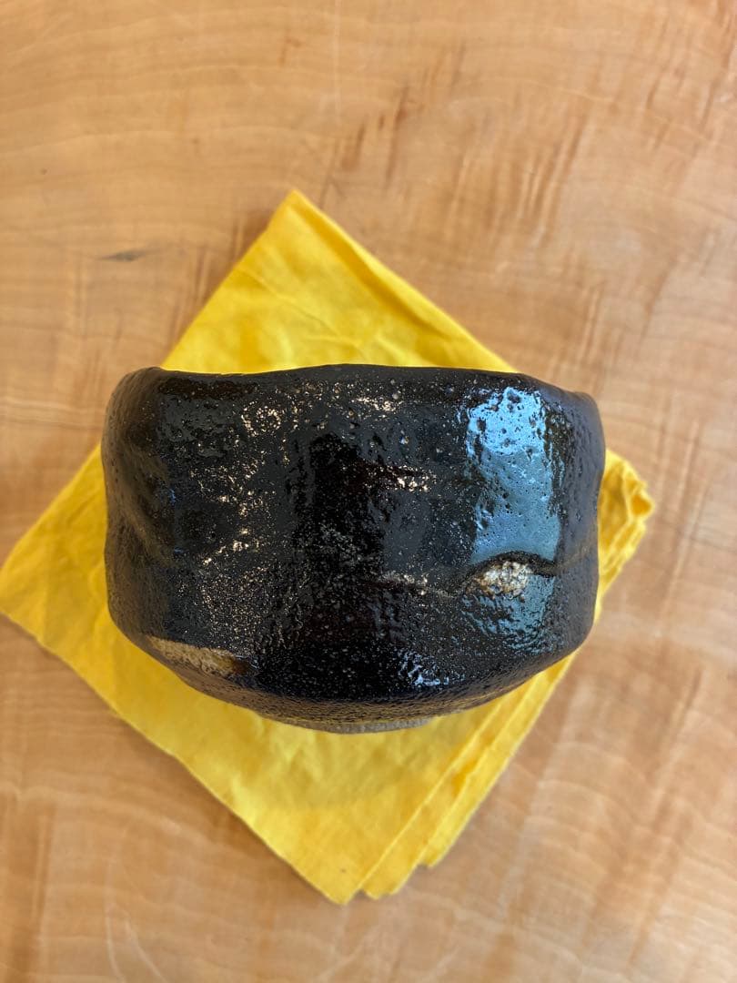 二代 小川長楽 楽焼 茶碗 黒茶碗 黒楽 茶道具 共箱