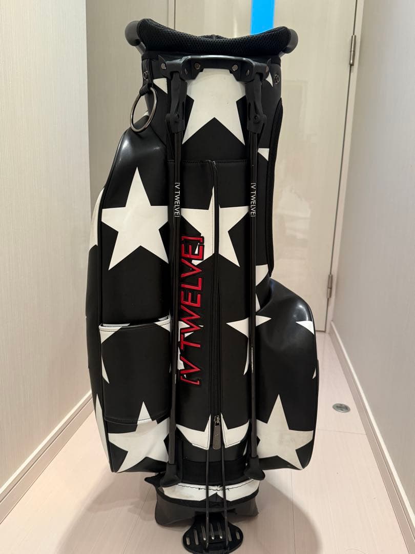 V12 キャディバッグ スター柄 ブラック/ホワイト