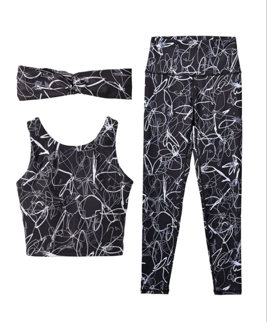 【SUKALA】新品 リボンフラワープリント/ブラック Sサイズ 3点セット