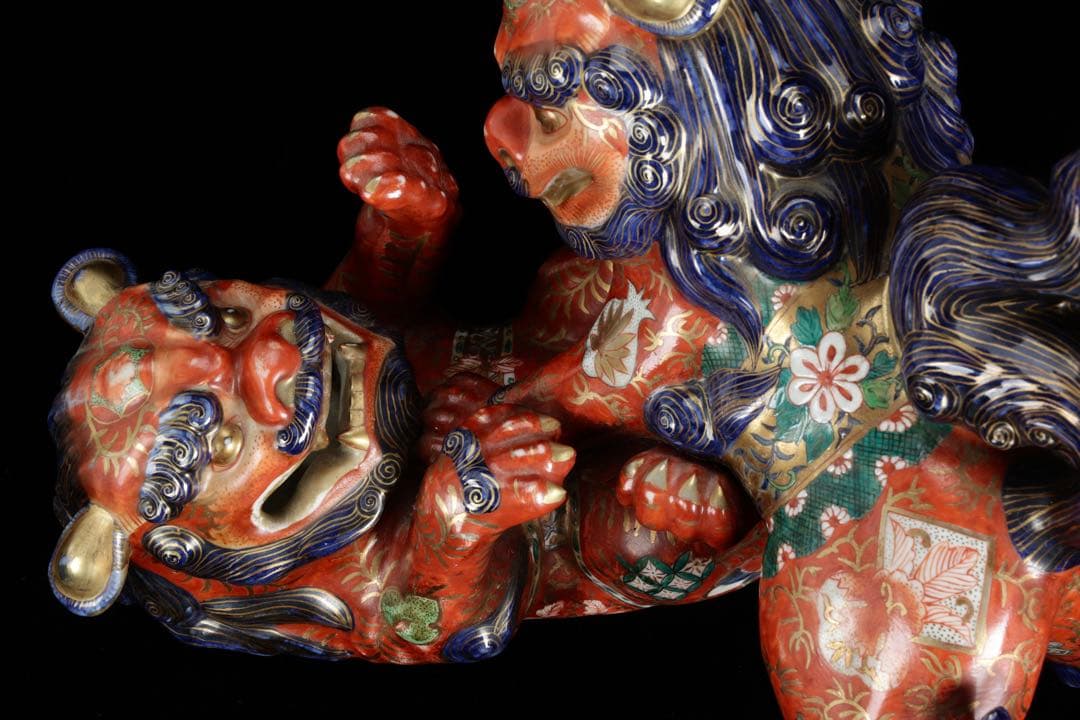 絡み獅子 戯れ獅子 狂い獅子 獅子 置物 縁起物 厄除 魔除 古美術 骨董品