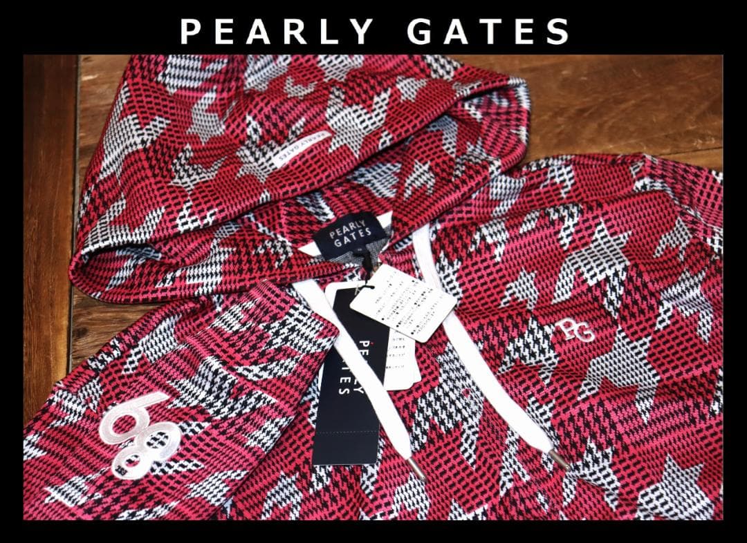 新品 パーリーゲイツ グレンチェック千鳥柄 フルジップフーディー 0サイズ　Ⓗ