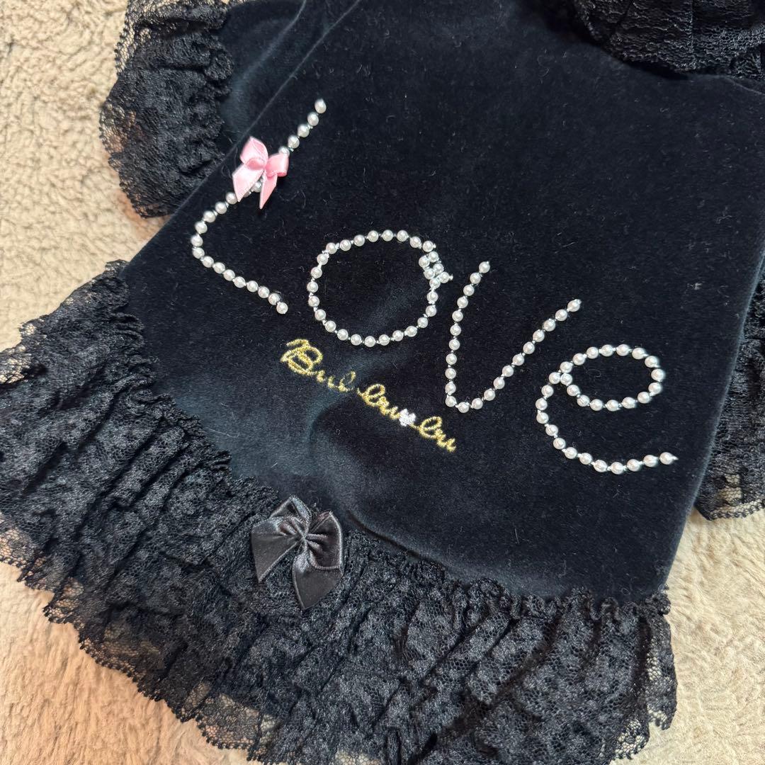 ブルブブ BUL BU-BU フリル付きLOVEベロアパーカー ワンピース 黒