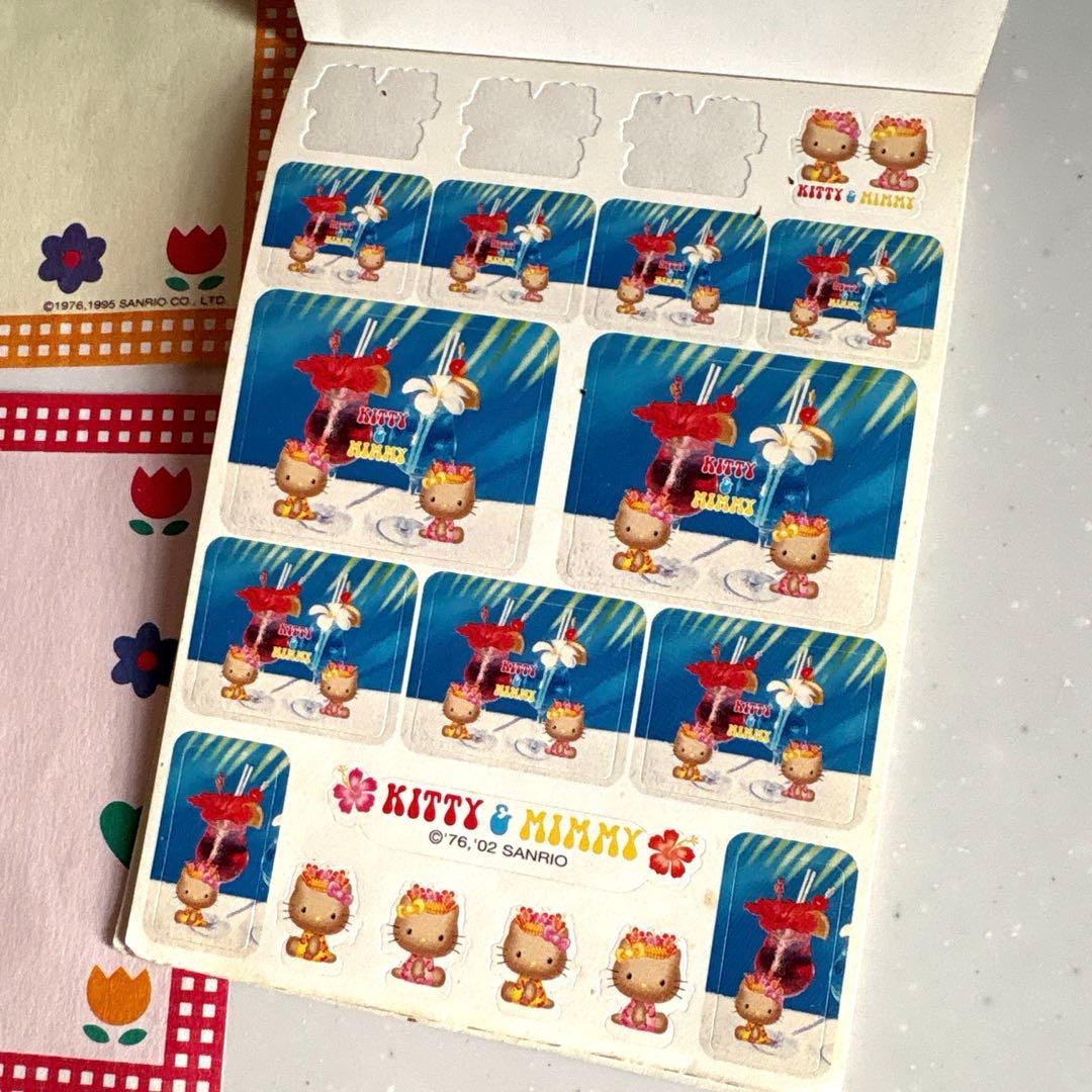 【希少】平成レトロ　日焼け　ハローキティ　ビーチ　トロピカル　メモ帳　シール