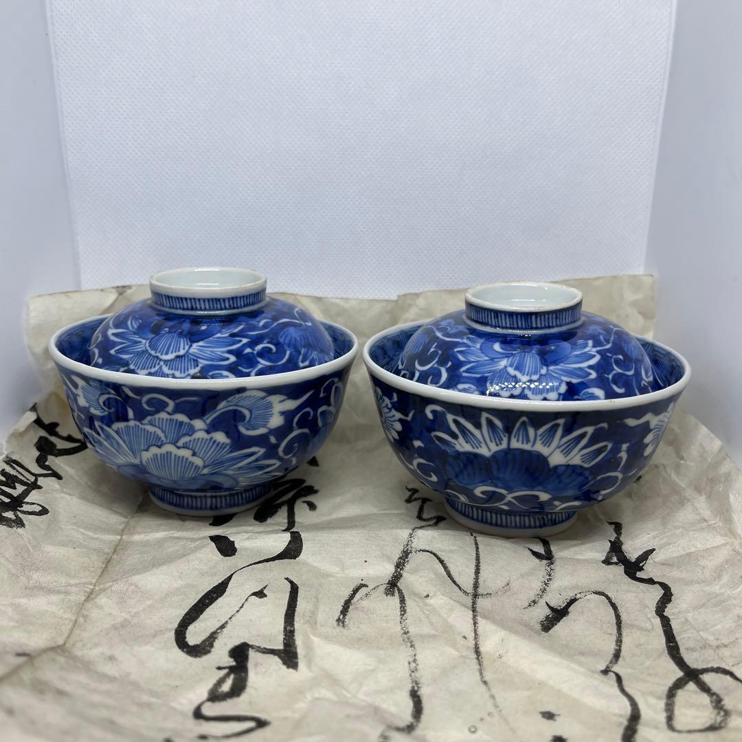 【お値下げ】骨董　古伊万里蓋付き茶碗2客