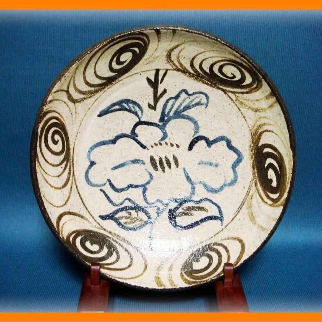 604『椿絵 馬の目皿』　/骨董品 古美術 アンティーク 古玩