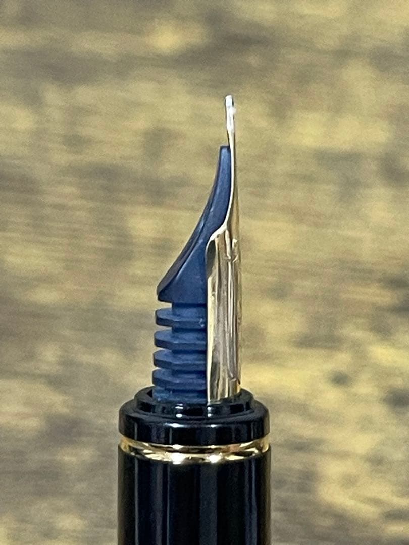 試筆のみ　1995年製　旧型　グランセ　14金　細字　グリーン　マーブル　万年筆