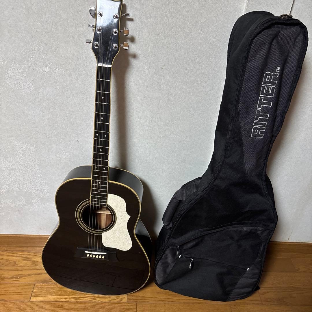 Morris アコースティックギター ブラック ギターケース付き
