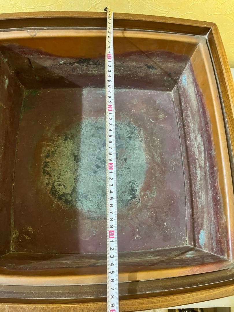 木製火鉢 銅内箱付き 和家具 古道具 インテリア アンティーク 木枠 銅製