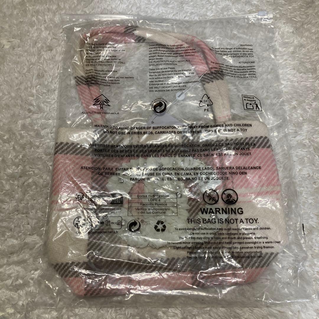 CHANEL チェック柄トートバッグ　シフォン