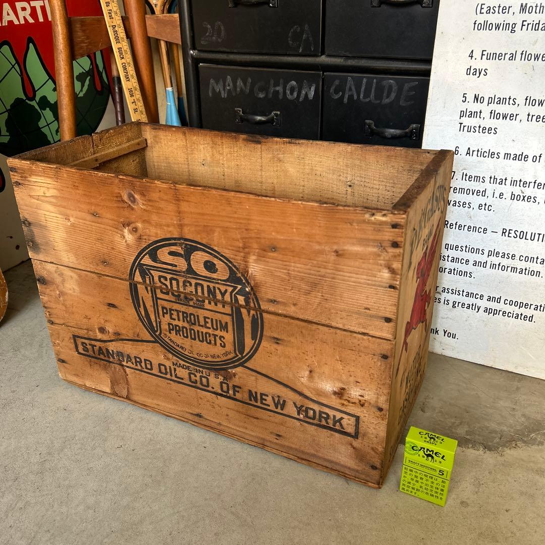 U.S.Aヴィンテージ SOCONY 木箱 vintage wooden box
